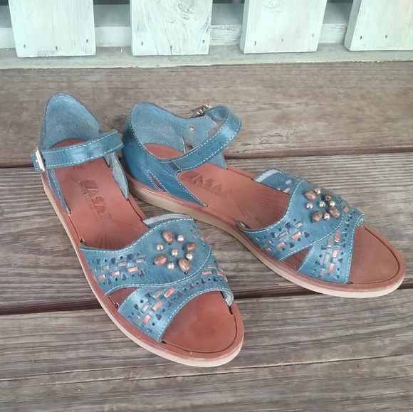A.S.A.P. Denim Blue Leather Shoes Size 7 - Picture 1 of 5